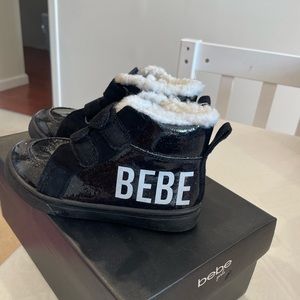 Bebe Girls Black Fur Boots in size 8